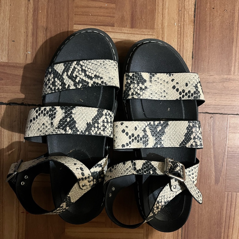 Faux snakeskin platform sandals